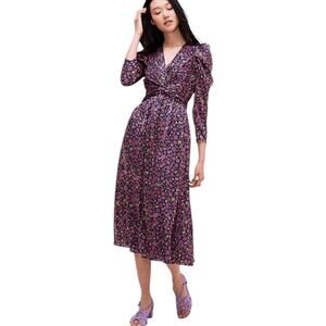 Kate Spade New York Marker Floral Devore Long Sleeves Fit & Flare Midi Dress 4